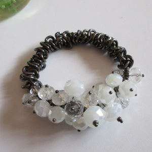 STRETCHY CLUSTER CRYSTAL CHAIN LINK BRACELET